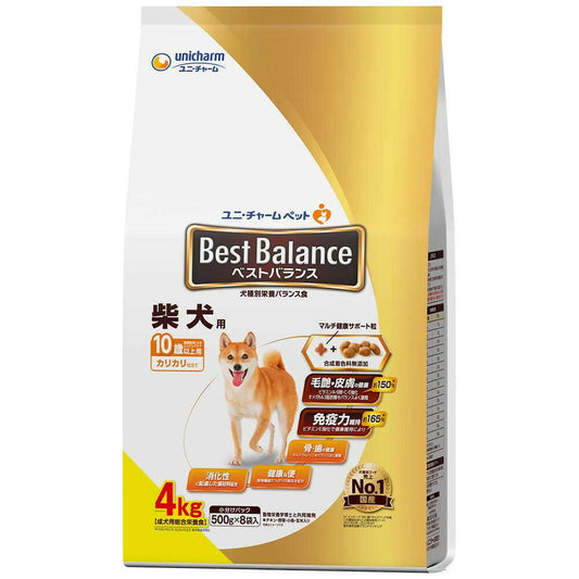 Uni-Charm Best Balance Crunchy Dog Food for Shiba Inu 10 Years and Older 4kg (500g x 8 Bags)