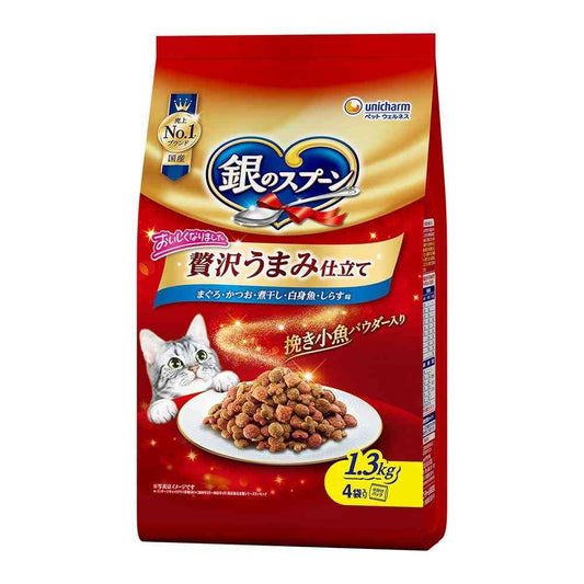Uni-Charm Silver Spoon Luxurious Umami Blend Tuna, Bonito, Dried Sardine, White Fish, Shirasu Flavor 1.3kg
