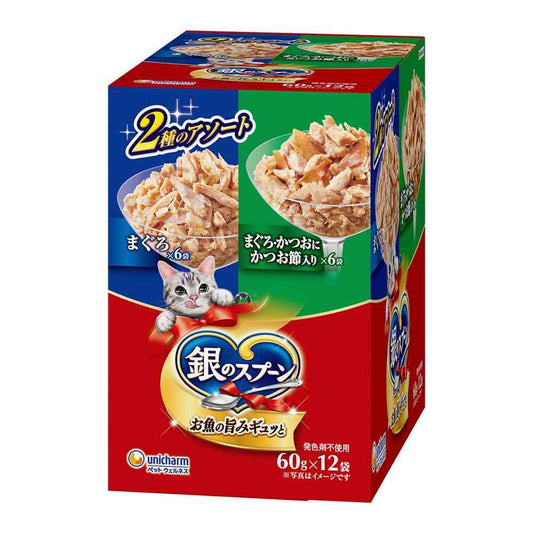 Uni-Charm Silver Spoon Pouch Tuna & Tuna with Bonito 60g × 12 Bags