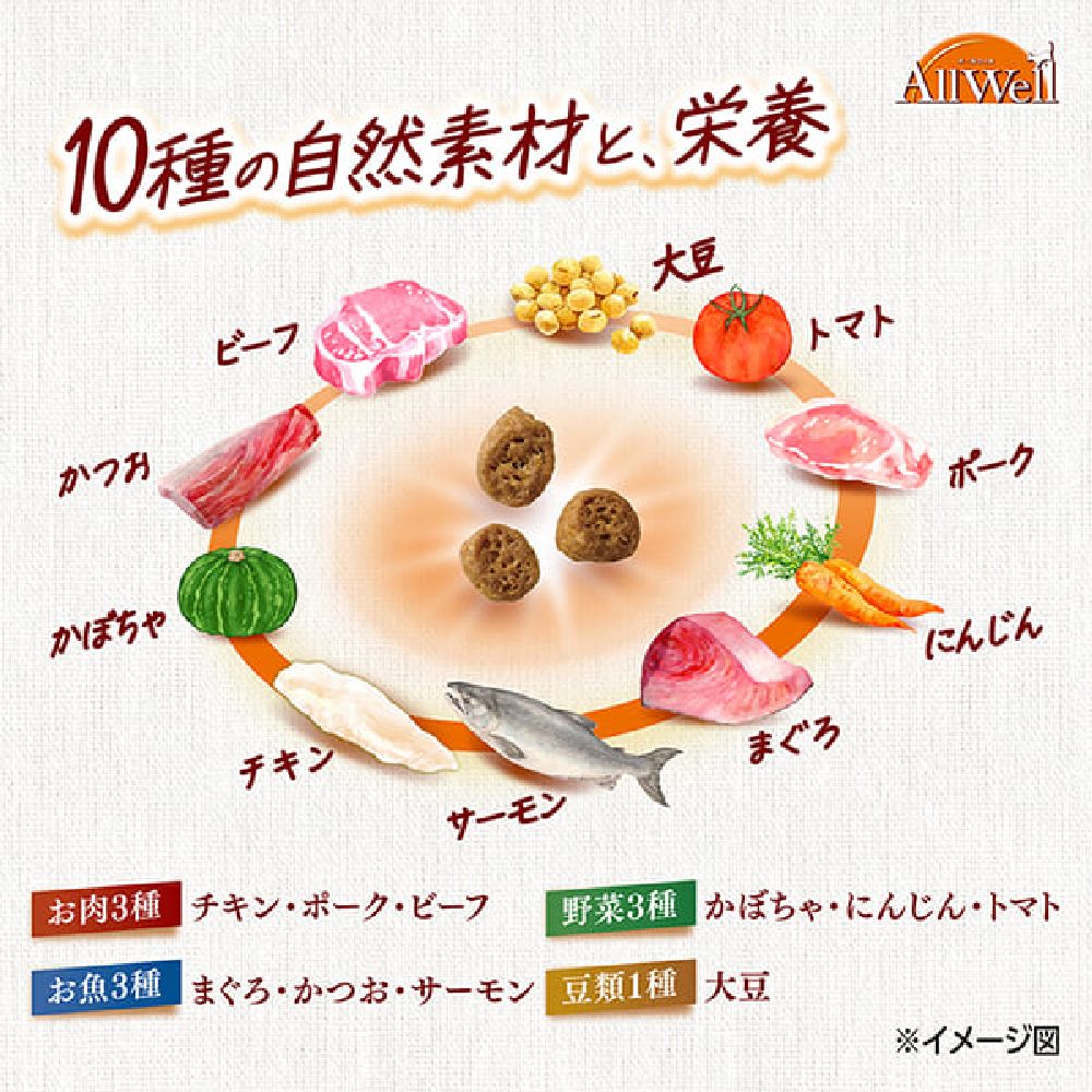 Unicharm All Well 10 Ingredients Kidney Care for Cats 15 Years and Older Salmon & Tuna 1.2kg