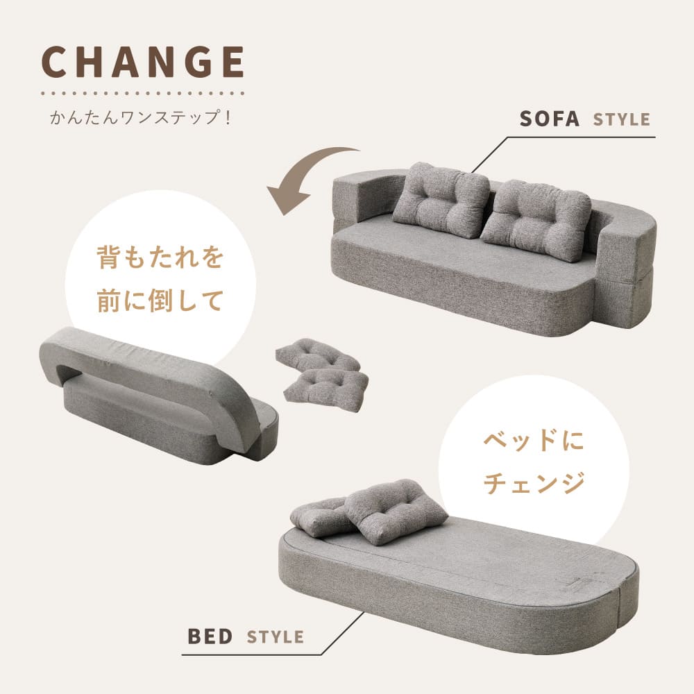Compressed Floor Sofa 2-Way Sofa Lemaire Gray