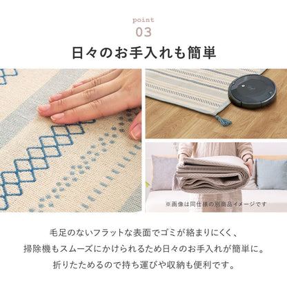 インド綿ラグ キラナ ブルー 約130×185cm 【直送品】 返品・キャンセル・他商品と同時購入は不可