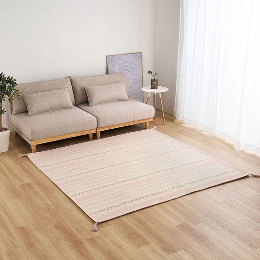 Indian Cotton Rug Kirana Pink 185×185cm
