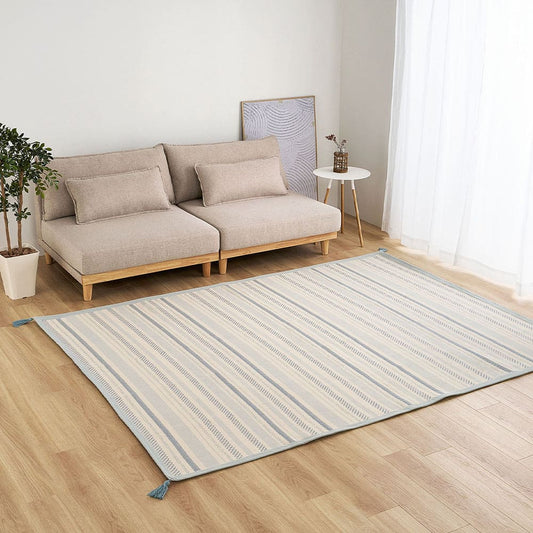 インド綿ラグ キラナ ブルー約185×240cm 【直送品】 返品・キャンセル・他商品と同時購入は不可