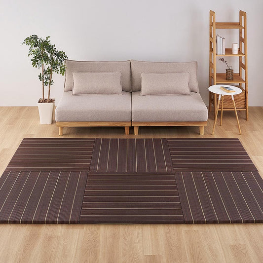 Rin Tatami Mat (6 Pieces) Approx. 82×82×2.5cm Brown