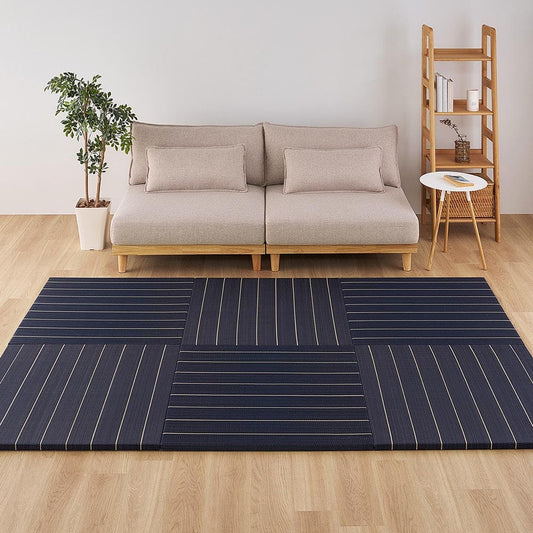 Rin Tatami Mat (6 Pieces) Approx. 82×82×2.5cm Black