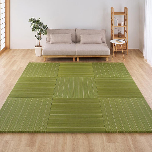 Rin Tatami Mat (9 Pieces) Approx. 82×82×2.5cm Green