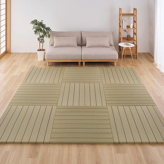 Rin Tatami Mat (9 Pieces) Approx. 82×82×2.5cm Natural