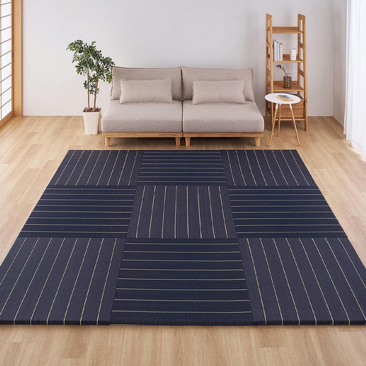 (Set of 9) Tatami Mats Rin Approx. 82×82×2.5cm Black