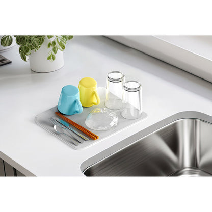 Aion Ultra Fast-Drying & Ultra Absorbent Draining Mat & Cloth L Size Light Gray