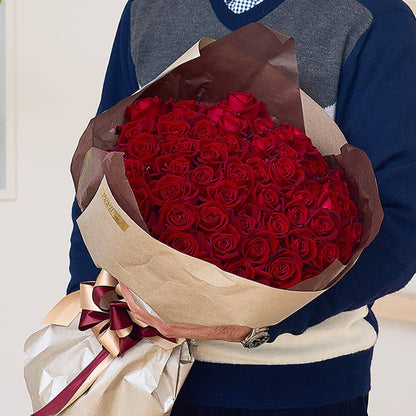 Deep Red Roses Samurai 60 Stems Bouquet