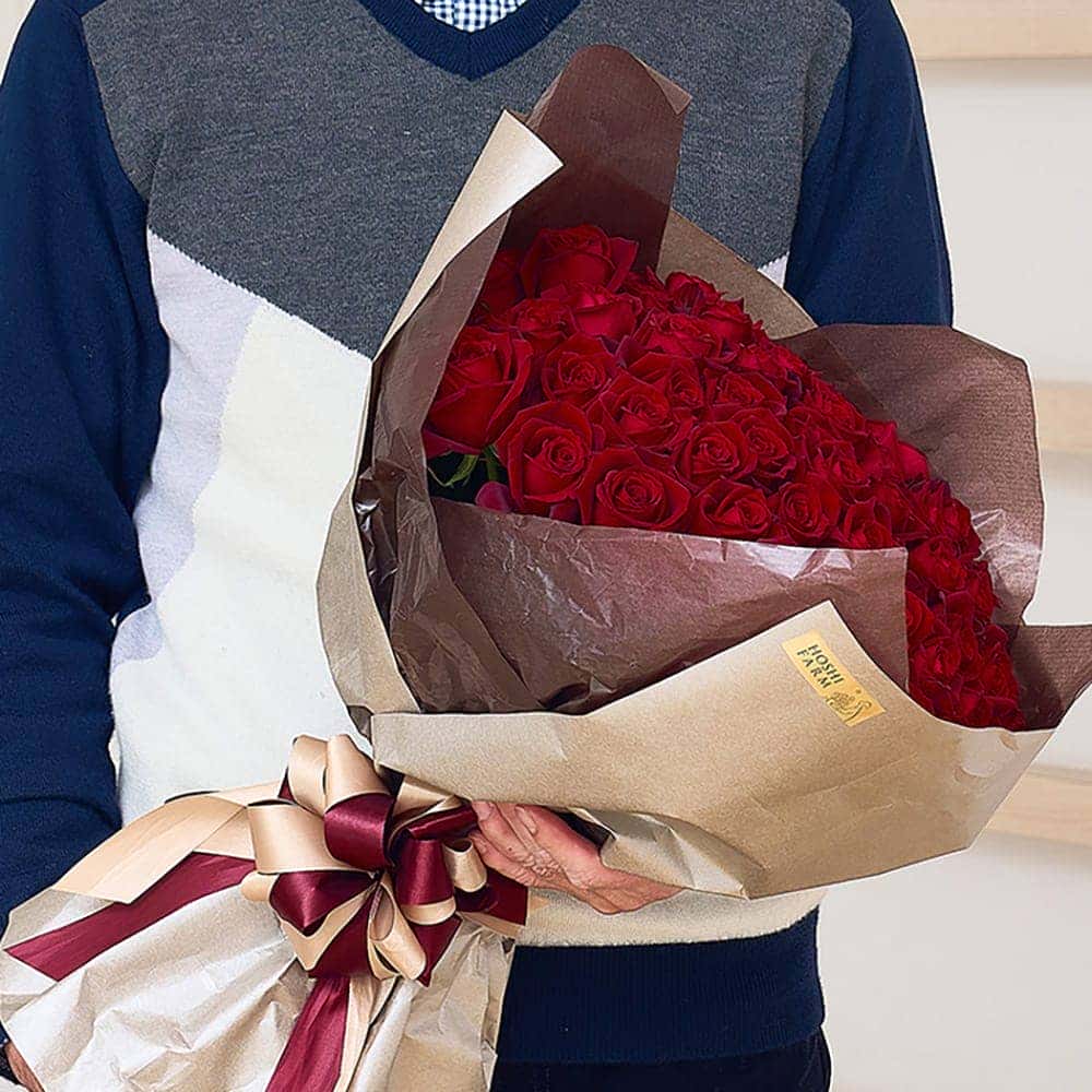 Deep Red Roses Samurai 60 Stems Bouquet