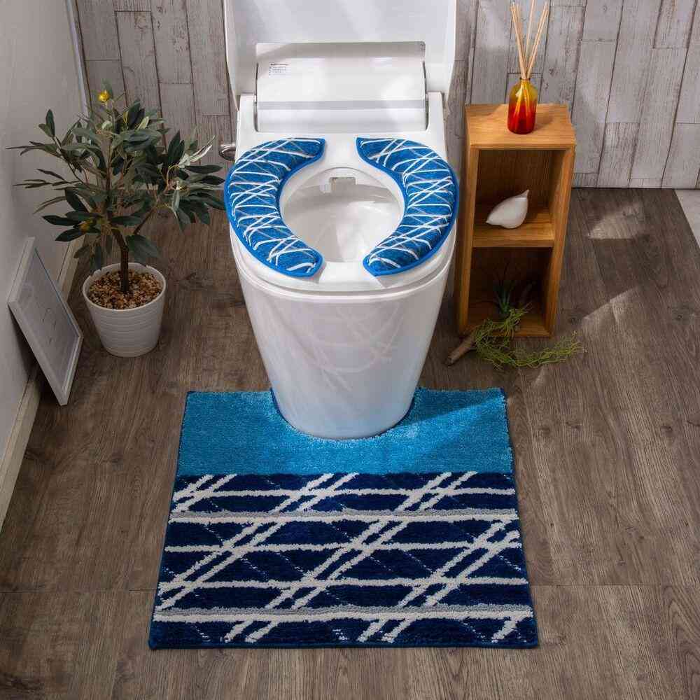 Tōei Marshmallow Toilet Seat Cushion Jacquard Cross Line Blue MB-1003