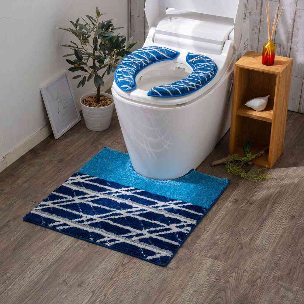 Tōei Marshmallow Toilet Mat Cross Line Blue MM-203