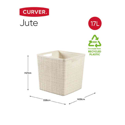 Tōei Jute Cube Basket 17L White