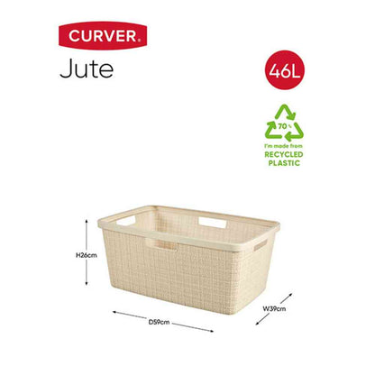 Toue Jute Laundry Basket 46L White