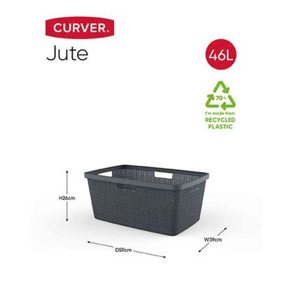 Toue Jute Laundry Basket 46L Gray
