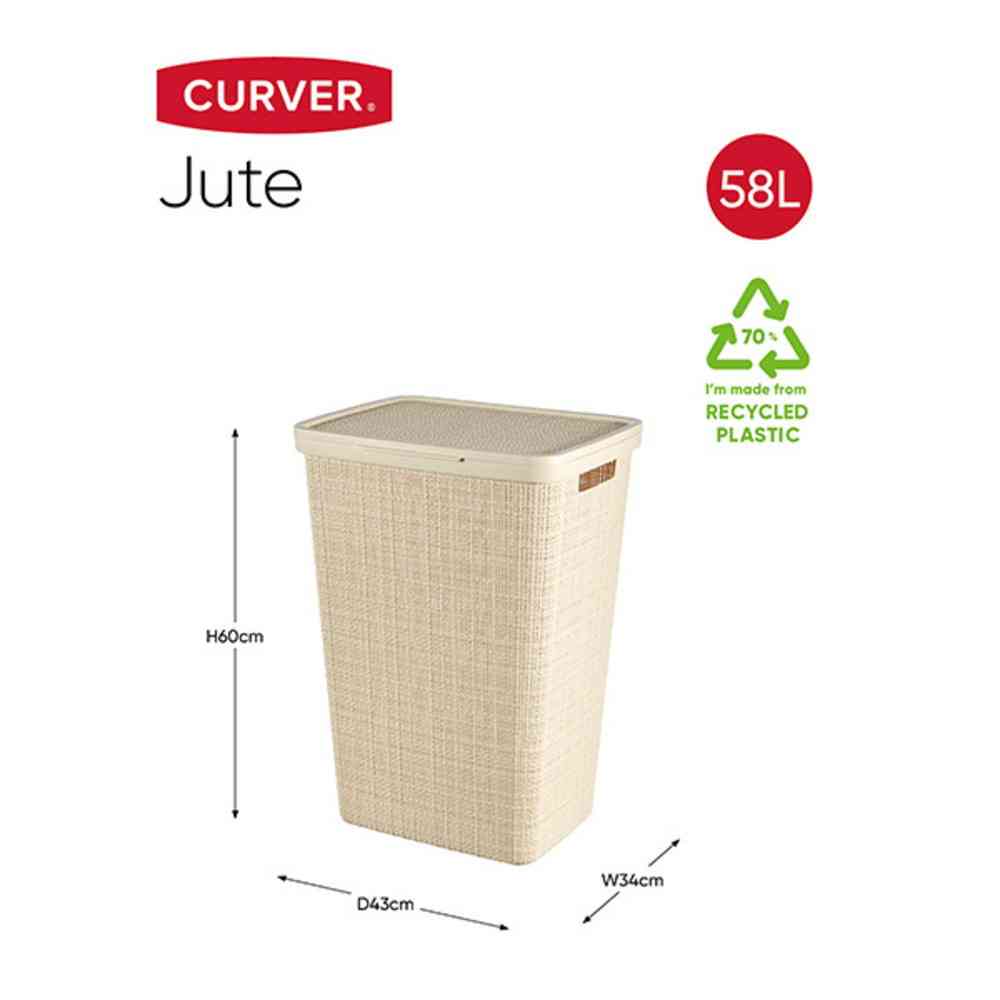 Toue Jute Basket with Lid 58L White