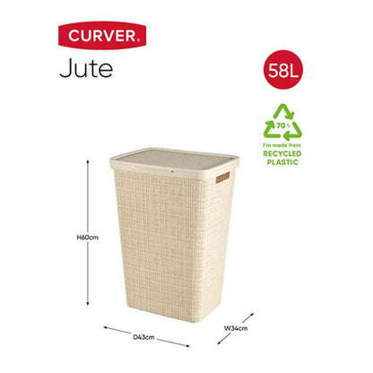 Toue Jute Basket with Lid 58L White