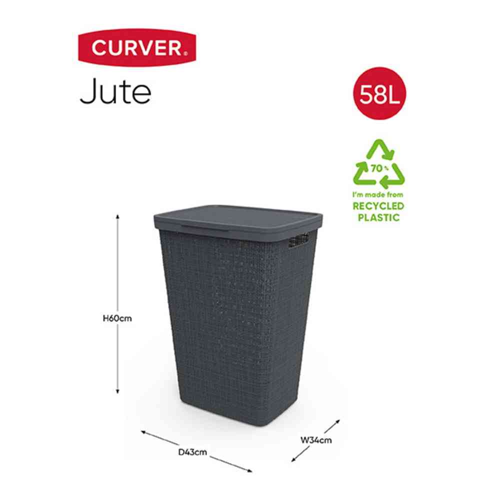 Toue Jute Basket with Lid 58L Gray
