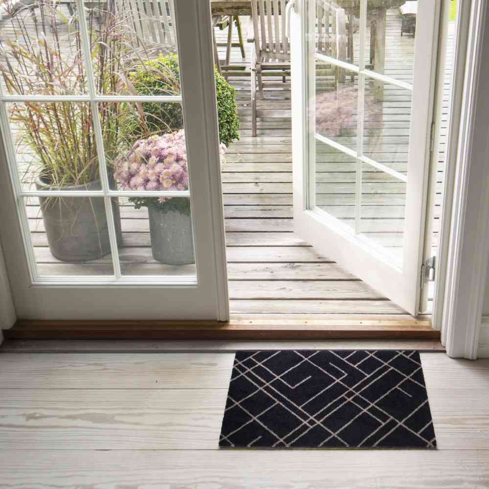 Toyo tica copenhagen Floor Mat 40×60 LINES Black/Sand