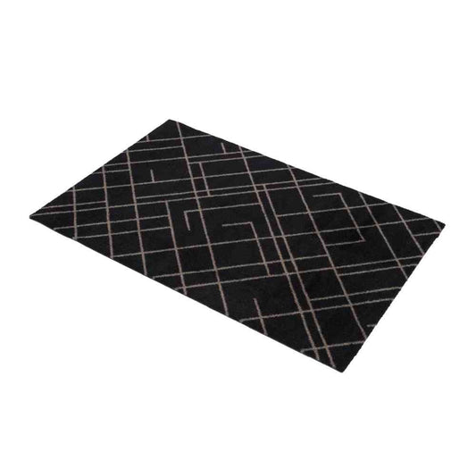Fujie tica copenhagen Floor Mat 60×90 LINES Black/Sand