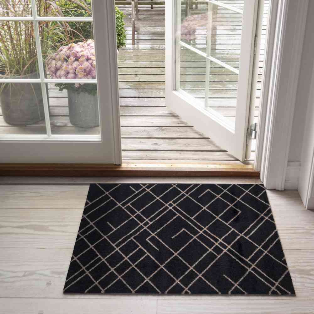 Fujie tica copenhagen Floor Mat 60×90 LINES Black/Sand