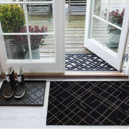Fujie tica copenhagen Floor Mat 60×90 LINES Black/Sand