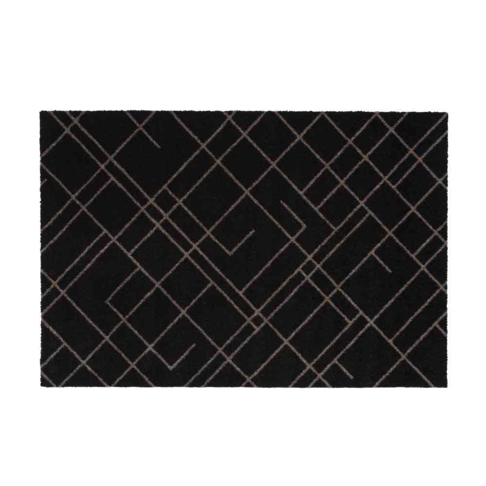 Fujie tica copenhagen Floor Mat 60×90 LINES Black/Sand