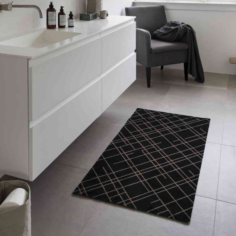 Fujie tica copenhagen Floor Mat 67×120 LINES Black/Sand