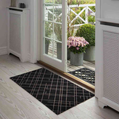Fujie tica copenhagen Floor Mat 67×120 LINES Black/Sand