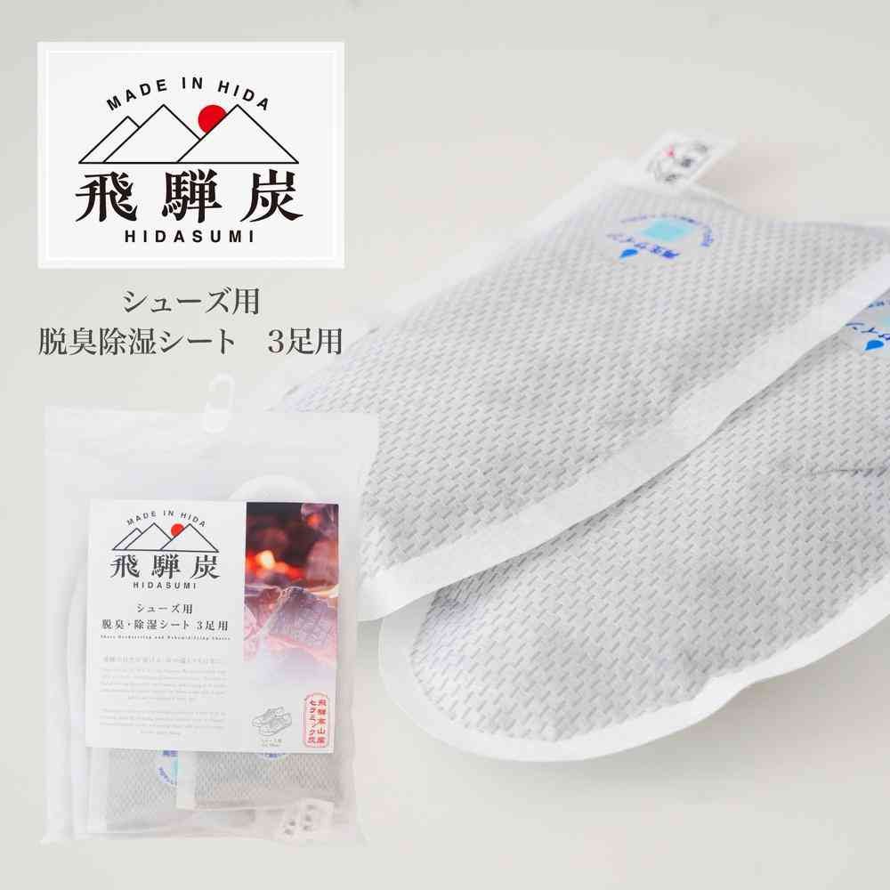 Fujie Hida Charcoal Shoe Deodorizing and Moisture Absorbing Sheet for 3 Pairs HD-001