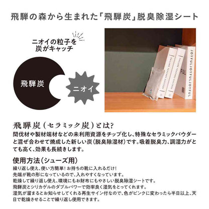 Fujie Hida Charcoal Shoe Box Deodorizing and Moisture Absorbing Sheet HD-002 2 Sheets