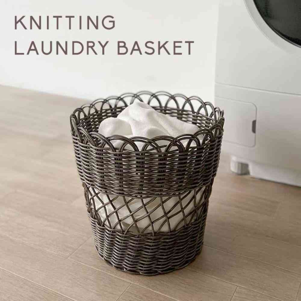 Fujie PP Rattan Round Laundry Basket Gray