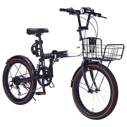 Folding Semi-Fat Bike 6-Speed with Basket & Rear Suspension MF208SE