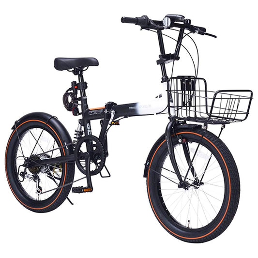 Folding Semi-Fat Bike 6-Speed with Basket & Rear Suspension MF208SE