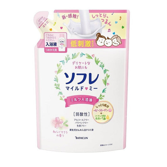 Baskulin Sofure Mild Me Milk Bath Liquid Sakura Refill 600ml
