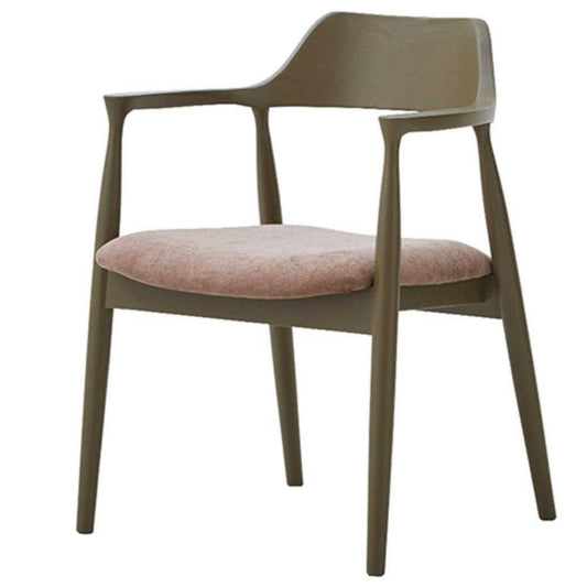 Dining Chair Roger C Type Greige Fabric Seat Light Brown