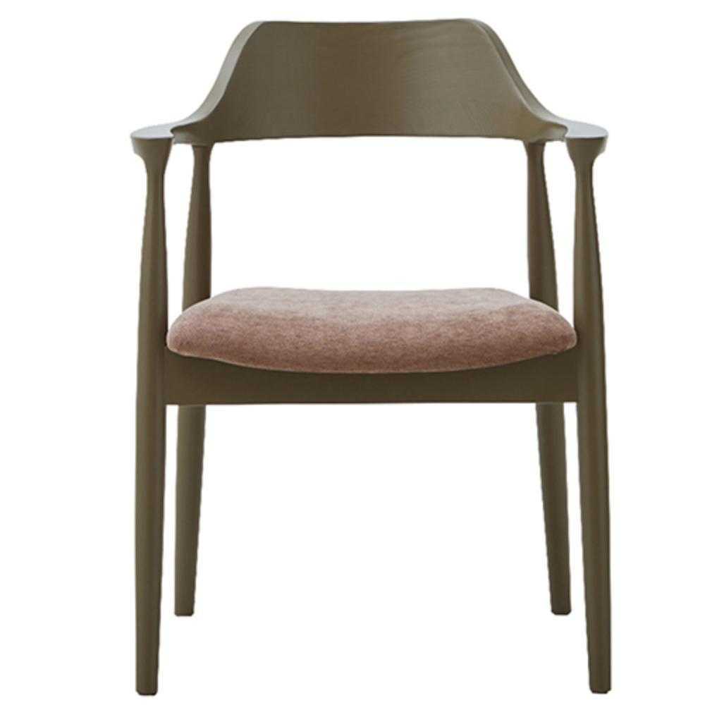 Dining Chair Roger C Type Greige Fabric Seat Light Brown