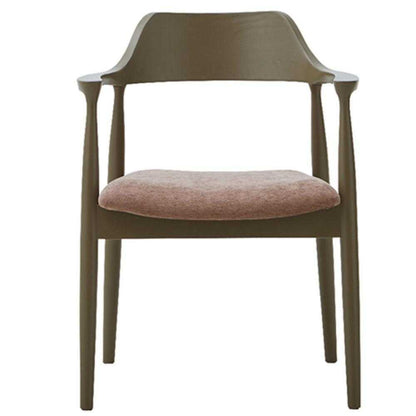 Dining Chair Roger C Type Greige Fabric Seat Light Brown