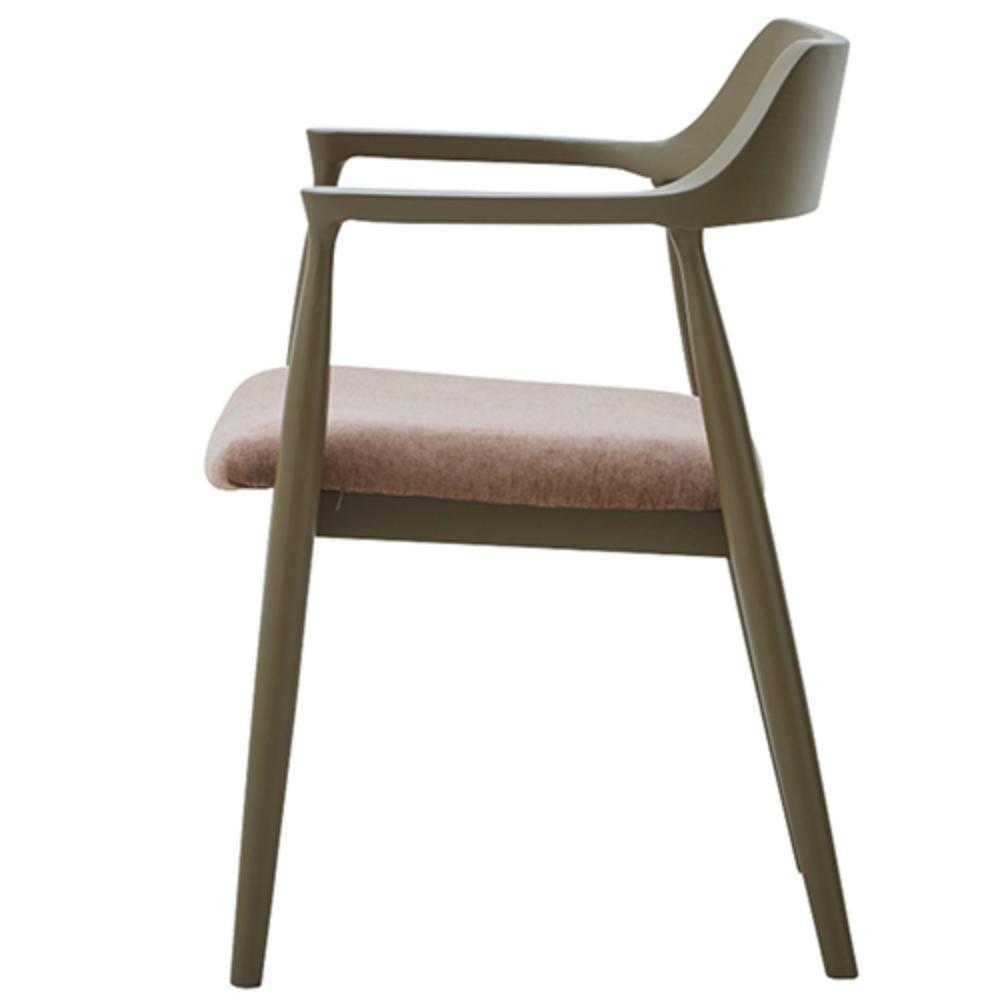 Dining Chair Roger C Type Greige Fabric Seat Light Brown