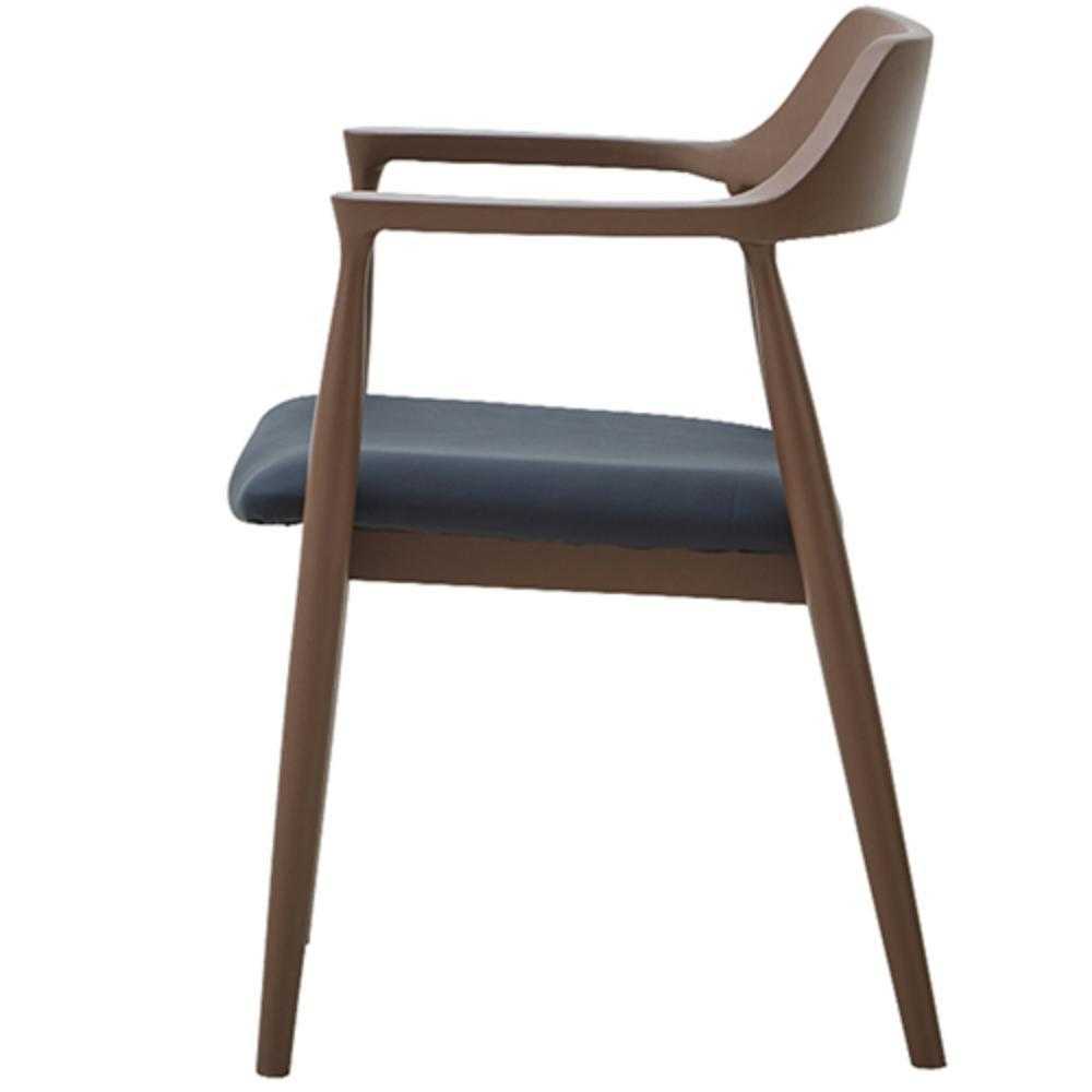 Dining Chair Roger C Type Charcoal Gray Faux Leather Seat Black