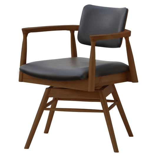 Dining Chair Castro Rotating Brown Synthetic Leather Black Seat