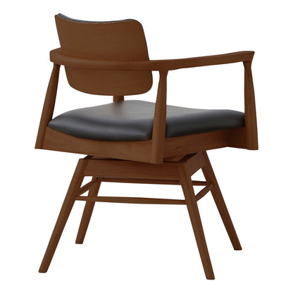 Dining Chair Castro Rotating Brown Synthetic Leather Black Seat