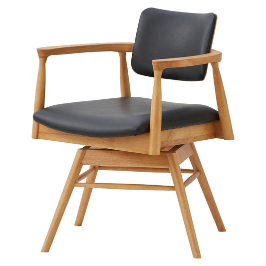 Dining Chair Castro Rotating Natural Synthetic Leather Black Seat