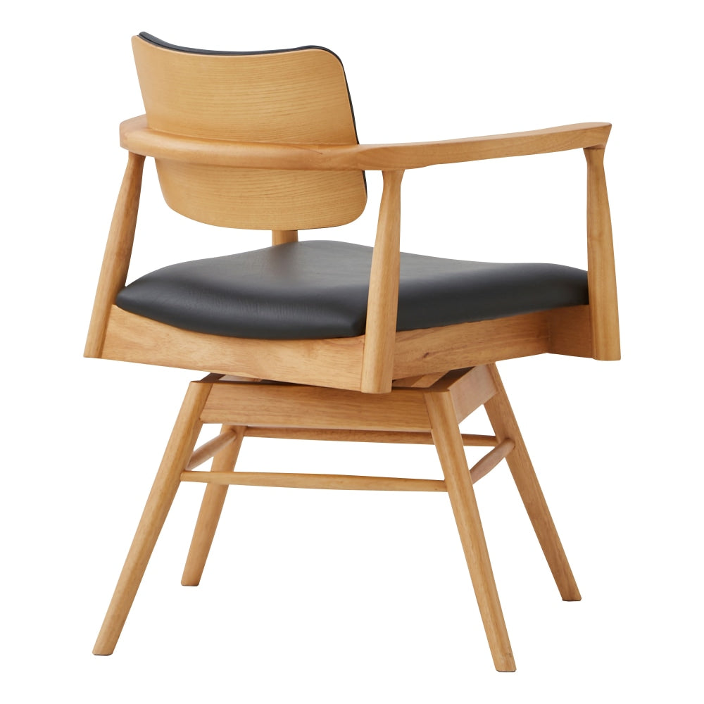 Dining Chair Castro Rotating Natural Synthetic Leather Black Seat