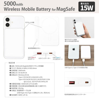 Gurumanディース Chiikawa Hachiware MagSafe Compatible Wireless Lithium Charger 5000mAh