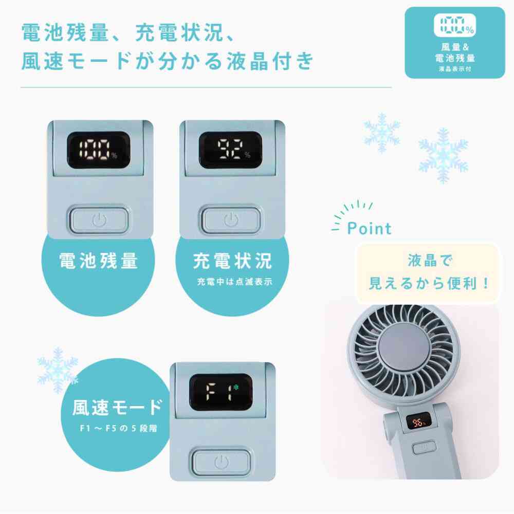 Newseed Seena ICE Plate & LCD Display Handheld Fan Airy Blue