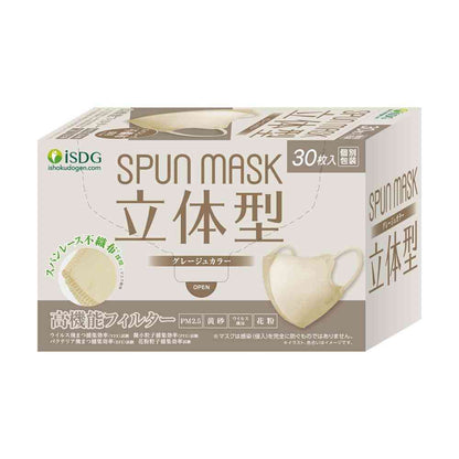 Ishoku Dougen 3D Span Lace Non-Woven Color Mask Greige 30 Pieces