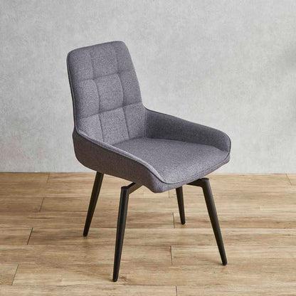 Rotating Chair with Paper Cord Seat and Black Steel Legs 2 pcs DC-RKKA-GY